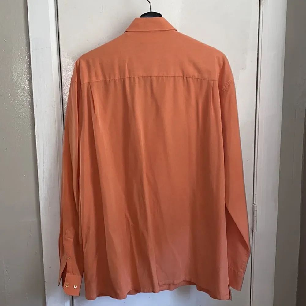 BUGATCHI Orange Long Sleeve Button Up Shirt-M - Picture 5 of 7